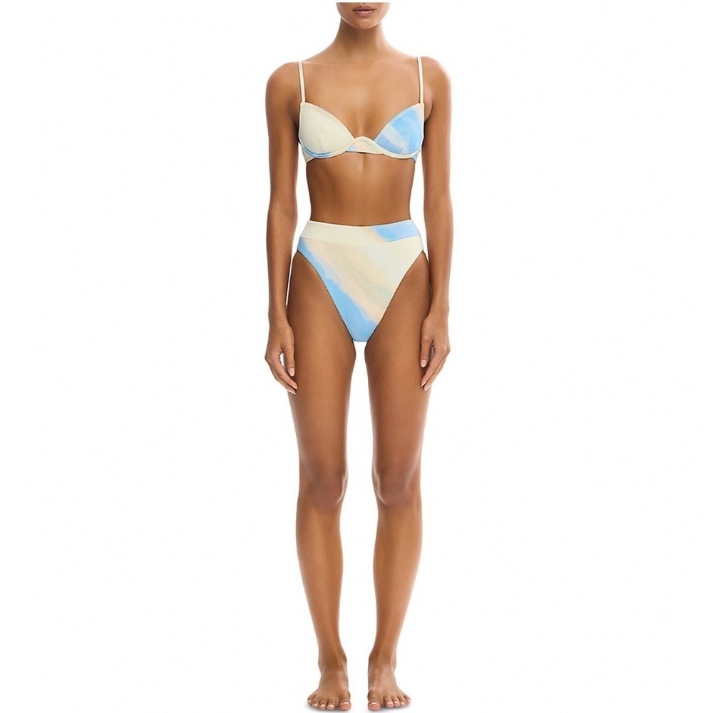 Significant Other Corinne Balconette Bikini Top Vista Stripe Blue Cream NWT 12